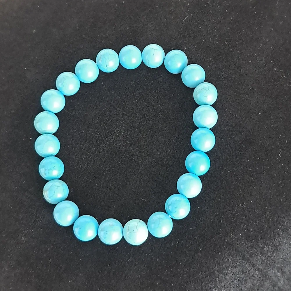 Turquoise Natural Crystal‎ Stone Stretchy Bracelet. 8MM Bead Size.